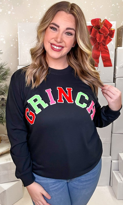 Soft Ideal Chenille Grinch Long Sleeve T-Shirt - Ivy & Lane