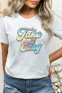 Retro Striped Take It Easy Summer Graphic Tee