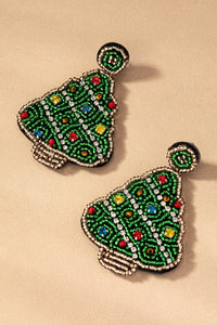 Seed Bead Christmas Tree Drop Earings - Ivy & Lane