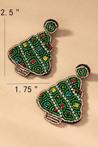 Seed Bead Christmas Tree Drop Earings - Ivy & Lane