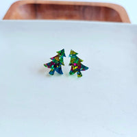 Christmas Tree Studs - Green Sparkle - Ivy & Lane