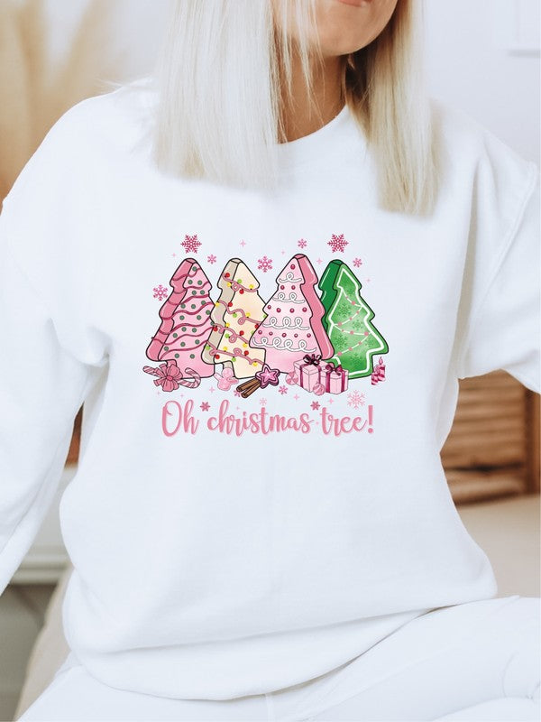 Oh Christmas Tree Pink Bella Canvas Sweatshirt - Ivy & Lane