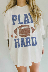 PLAY HARD FOOTBALL OVERSIZED TEE