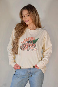 Farm Fresh Christmas Trees Graphic Long Sleeve Tee - Ivy & Lane