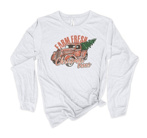 Farm Fresh Christmas Trees Graphic Long Sleeve Tee - Ivy & Lane