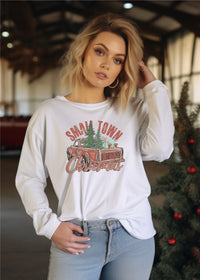 Small Town Christmas Trees Graphic Long Sleeve Tee - Ivy & Lane