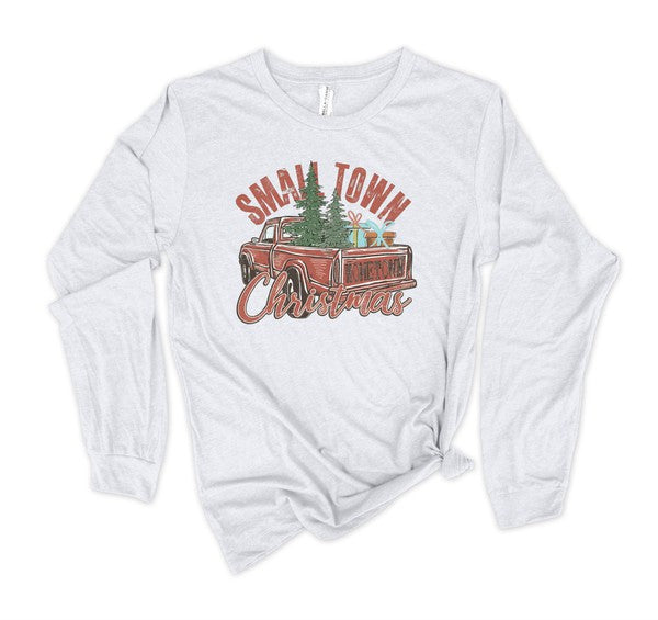 Small Town Christmas Trees Graphic Long Sleeve Tee - Ivy & Lane