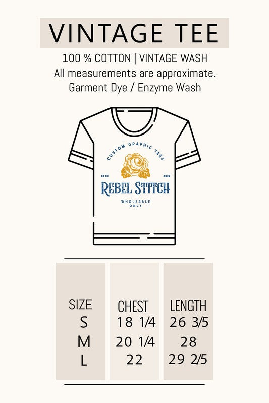 Rock and Roll Born to Ride, Garment Dye Tee Size Chart - Ivy & Lane