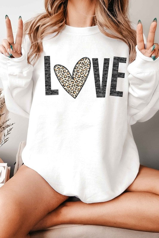 LEOPARD LOVE VALENTINE GRAPHIC SWEATSHIRT