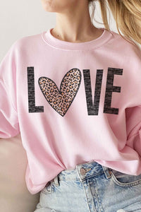 LEOPARD LOVE VALENTINE GRAPHIC SWEATSHIRT