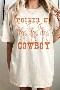 PUCKER UP COWBOY WESTERN COUNTRY OVERSIZED TEE