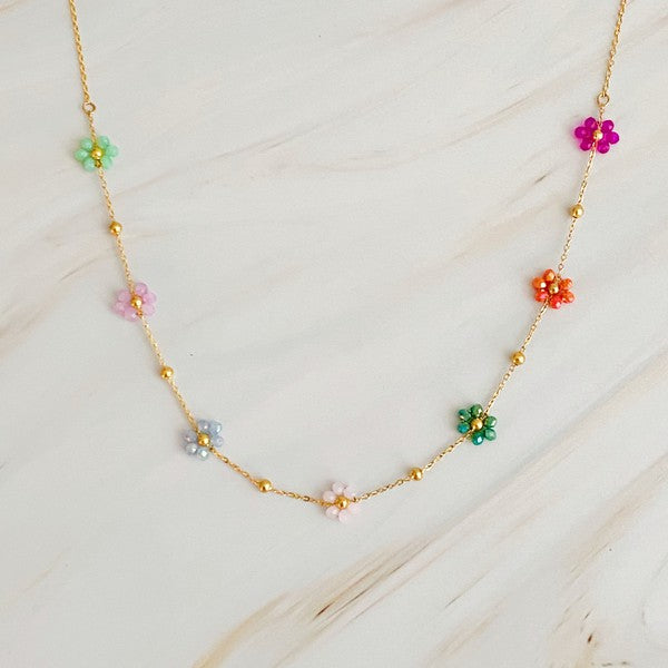 Flower Field Romance Beaded Necklace