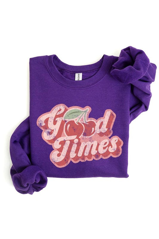 Good Times Cherry Fruit Graphic Fleece Sweatshirts