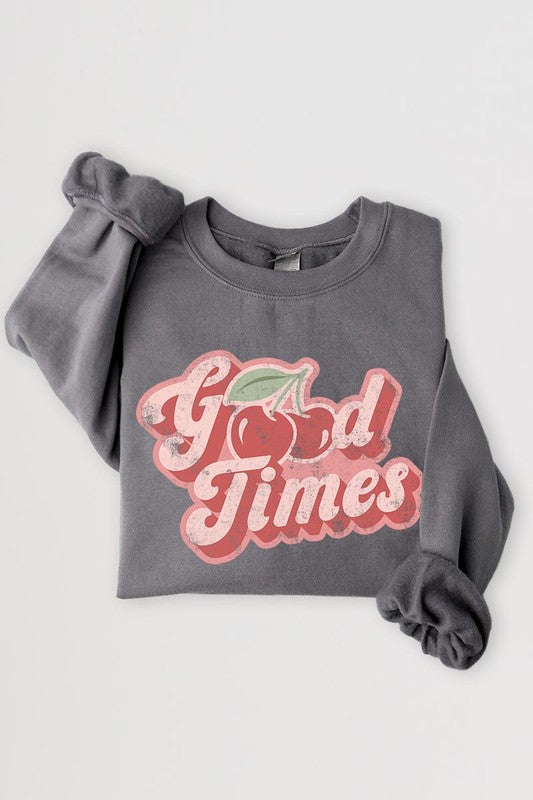 Good Times Cherry Fruit Graphic Fleece Sweatshirts