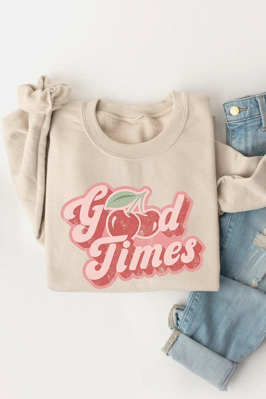 Good Times Cherry Fruit Graphic Fleece Sweatshirts