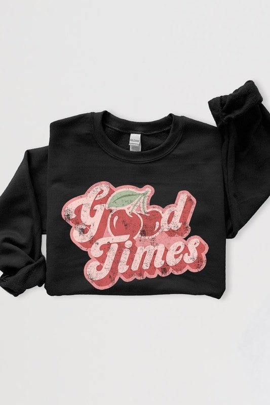 Good Times Cherry Fruit Graphic Fleece Sweatshirts