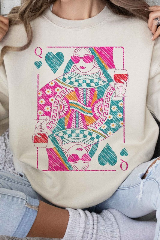 QUEEN OF HEARTS GRAPHIC SWEATSHIRT