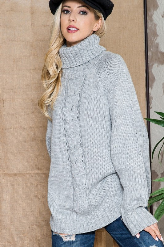 Solid Long Sleeve Turtleneck Sweater - Ivy & Lane