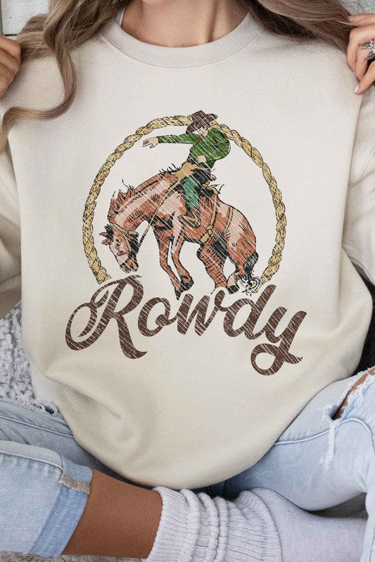 ROWDY COWBOY WESTERN WILD GRAPHIC SWEATSHIRT