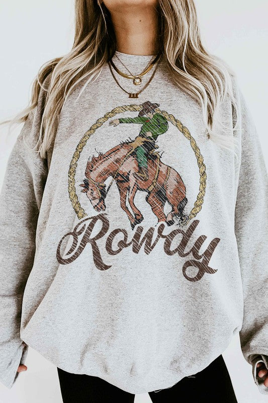 ROWDY COWBOY WESTERN WILD GRAPHIC SWEATSHIRT