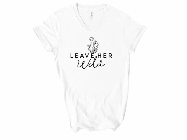 V-Neck Leave Her Wild Graphic Boutique Tee