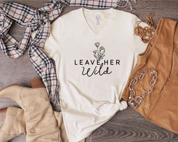 V-Neck Leave Her Wild Graphic Boutique Tee