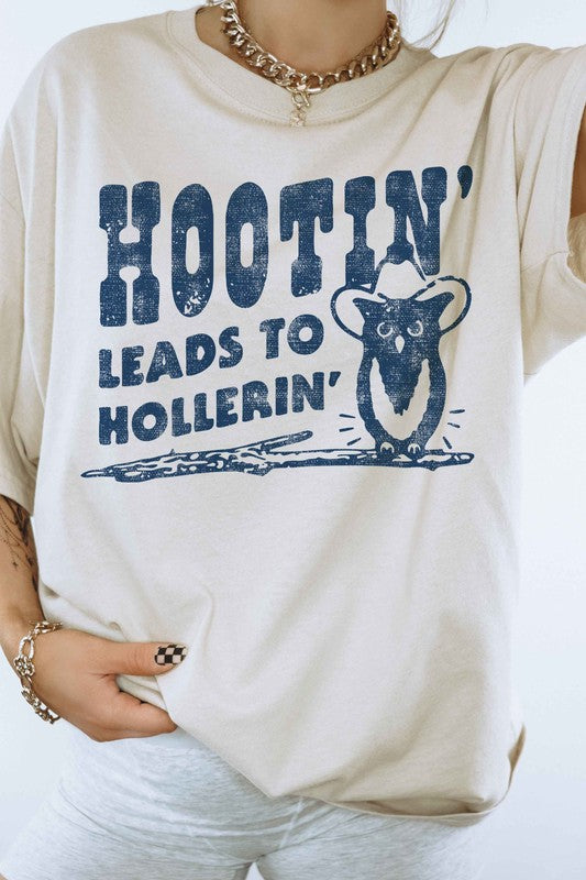 HOOTIN LEADS TO HOLLERIN GRAPHIC TEE