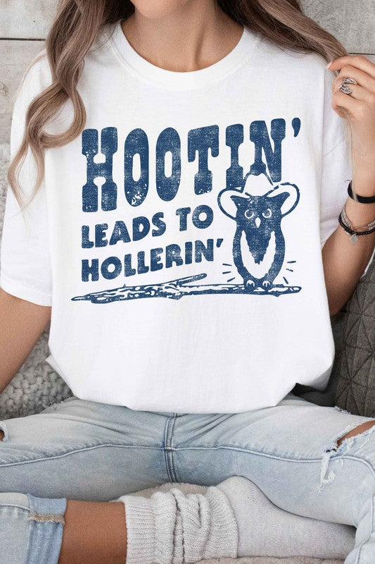 HOOTIN LEADS TO HOLLERIN GRAPHIC TEE