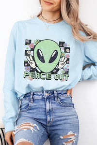 Peace Out Alien Retro Graphic Tee