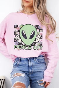 Peace Out Alien Retro Graphic Tee