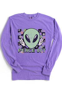 Peace Out Alien Retro Graphic Tee