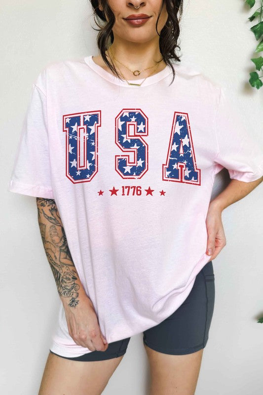 USA 1776 AMERICANA PATRIOTIC OVERSIZED TEE