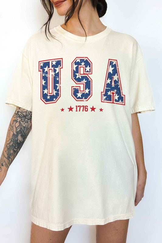 USA 1776 AMERICANA PATRIOTIC OVERSIZED TEE