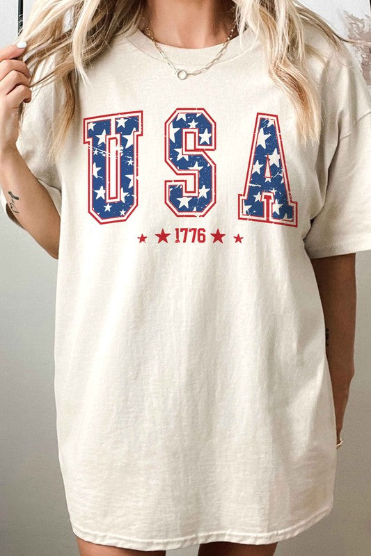 USA 1776 AMERICANA PATRIOTIC OVERSIZED TEE