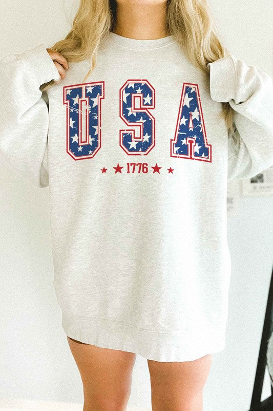 USA 1776 AMERICANA PATRIOTIC OVERSIZED SWEATSHIRT