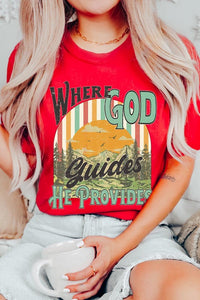 God Guides Provides Christian Graphic T Shirts