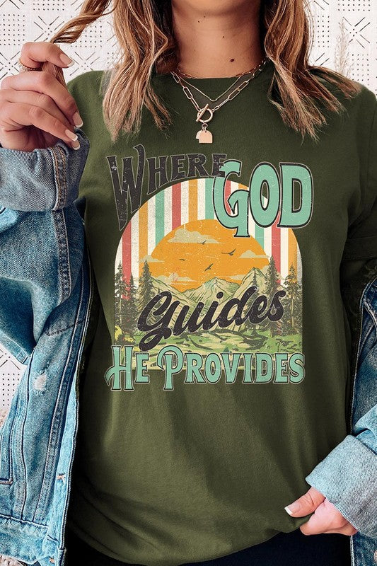 God Guides Provides Christian Graphic T Shirts