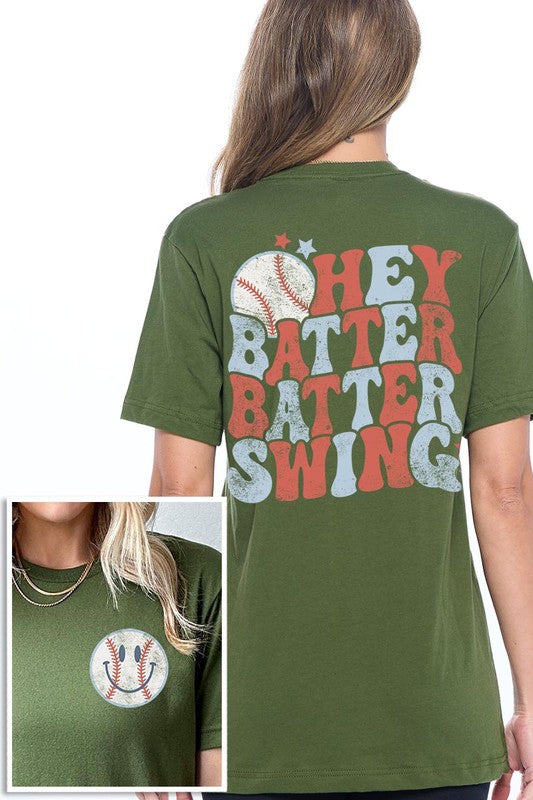 Batter Swing Baseball Front Back Graphic T Shirts