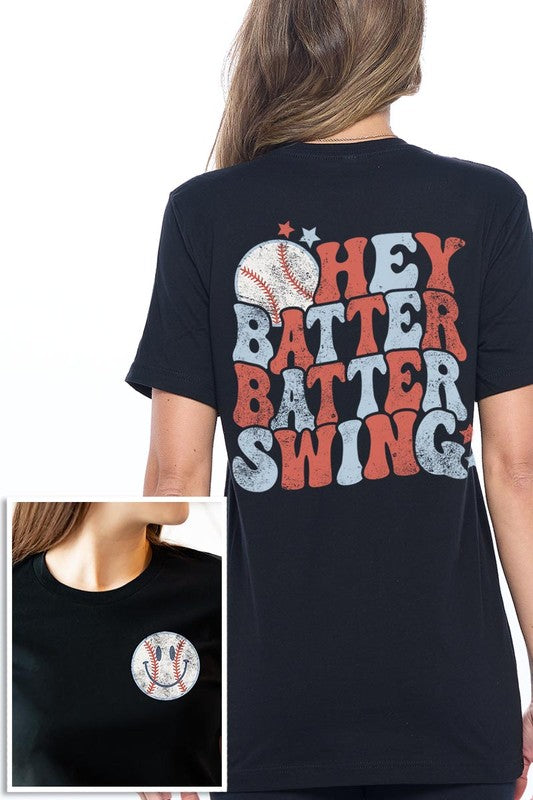 Batter Swing Baseball Front Back Graphic T Shirts