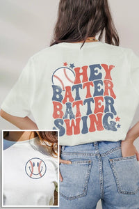 Batter Swing Baseball Front Back Graphic T Shirts