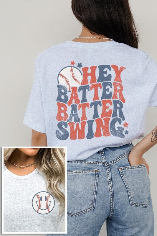 Batter Swing Baseball Front Back Graphic T Shirts