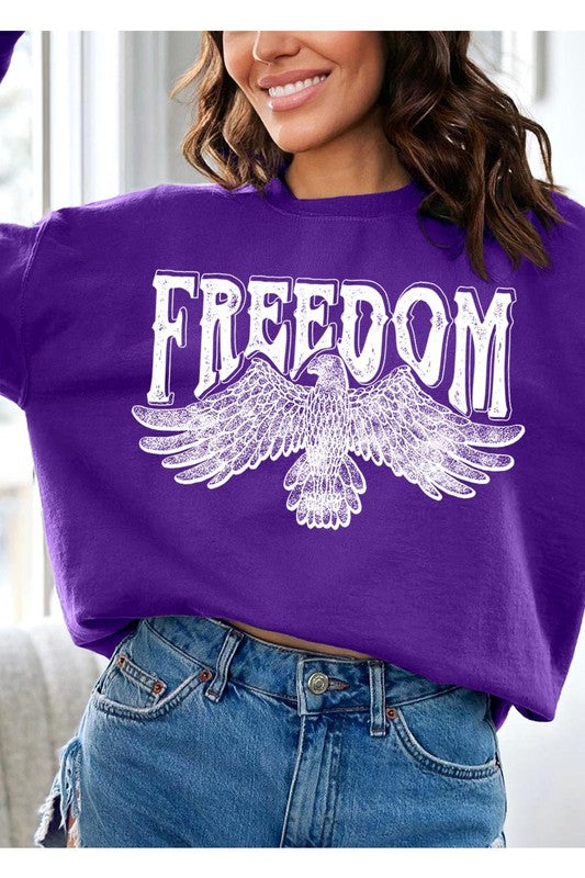 Freedom Eagle Oversized Graphic Fleece Sweatshirts