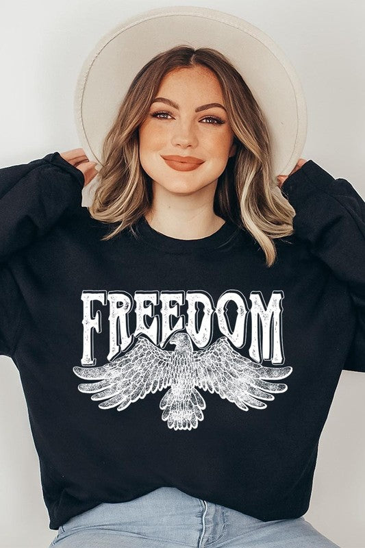 Freedom Eagle Oversized Graphic Fleece Sweatshirts