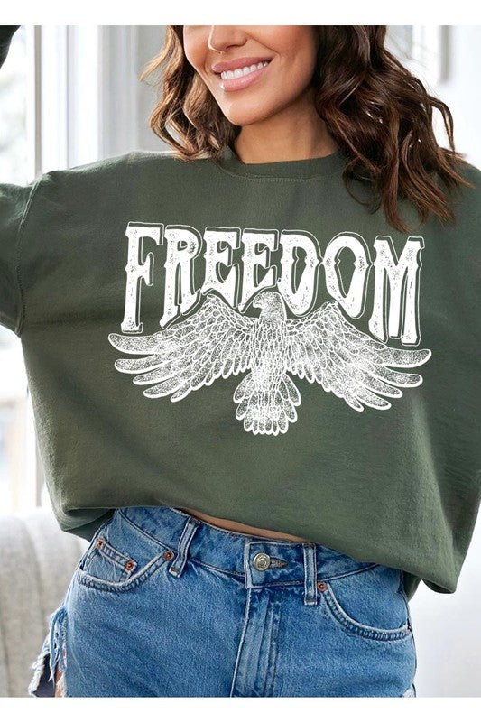 Freedom Eagle Oversized Graphic Fleece Sweatshirts