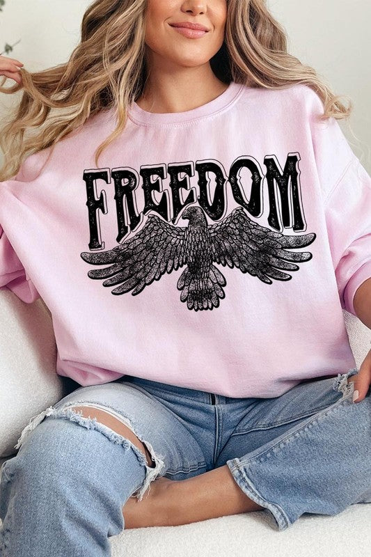 Freedom Eagle Oversized Graphic Fleece Sweatshirts