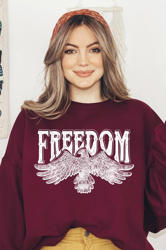 Freedom Eagle Oversized Graphic Fleece Sweatshirts