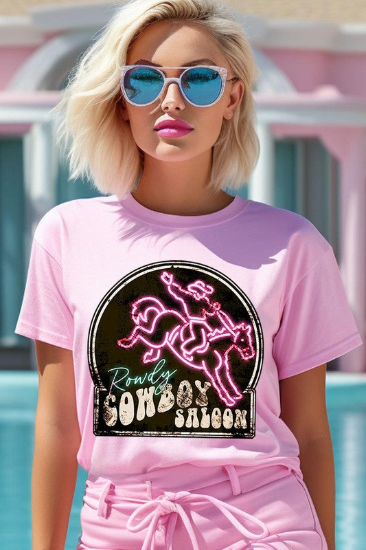 Cowboy Saloon Neon Sign Graphic T Shirts