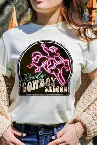 Cowboy Saloon Neon Sign Graphic T Shirts