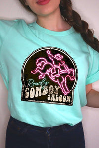 Cowboy Saloon Neon Sign Graphic T Shirts