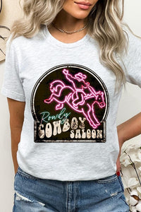 Cowboy Saloon Neon Sign Graphic T Shirts